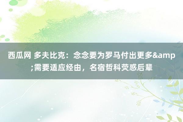 西瓜网 多夫比克：念念要为罗马付出更多&需要适应经由，名宿哲科荧惑后辈
